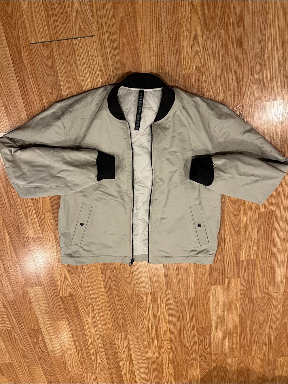 lululemon athletica Beige Bomber Jacket with Black Trim